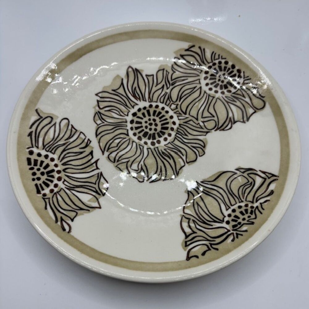 Vintage Floral Salad Plates Mid Century Modern Sunflower Pattern Set of 5